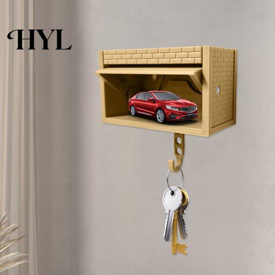 No Drill Installation Key Hook Car Garage Holder with Opening Door Adhesive Home Decor Clip Wall-Mounted Organizer Dual-purpose Decorative for Office