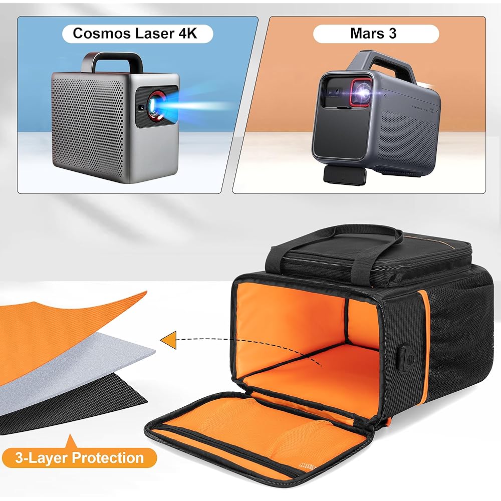 PGmoon Travel Carrying Case for Nebula, Mars 3, and Cosmos Laser 4K/SE Projectors with Accessory Pocket (Patented Design)
