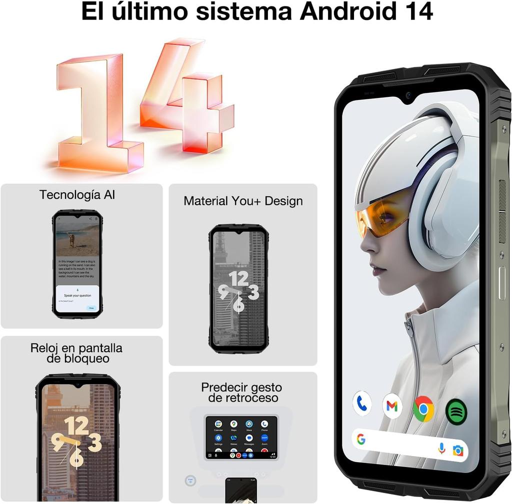 Doogee Мобильный телефон V Max Plus 6,58" HD+ Дисплей, 120 Гц 36 ГБ(16+20) 512 ГБ, ИИ-камера 200 МП, Аккумулятор 22000 мАч, Android 14