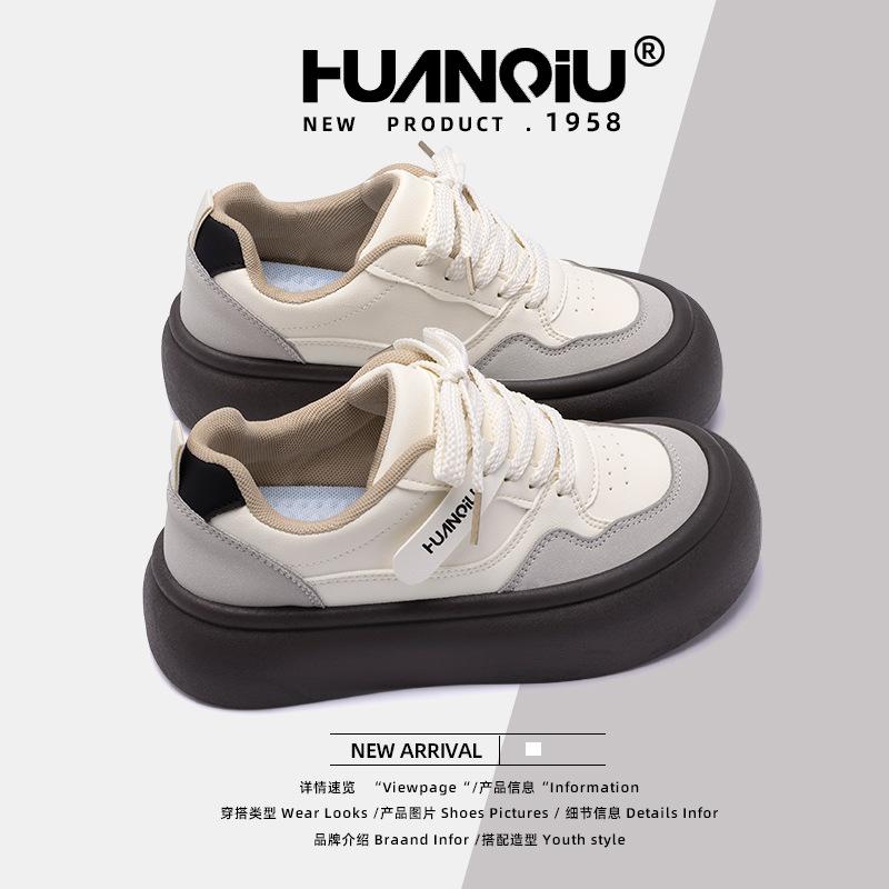 Глобальная женская обувь на платформе с увеличенным каблуком, женская обувь ZHQ5886, весенняя новая круглая студенческая универсальная ретро-туфля маленькая белая обувь