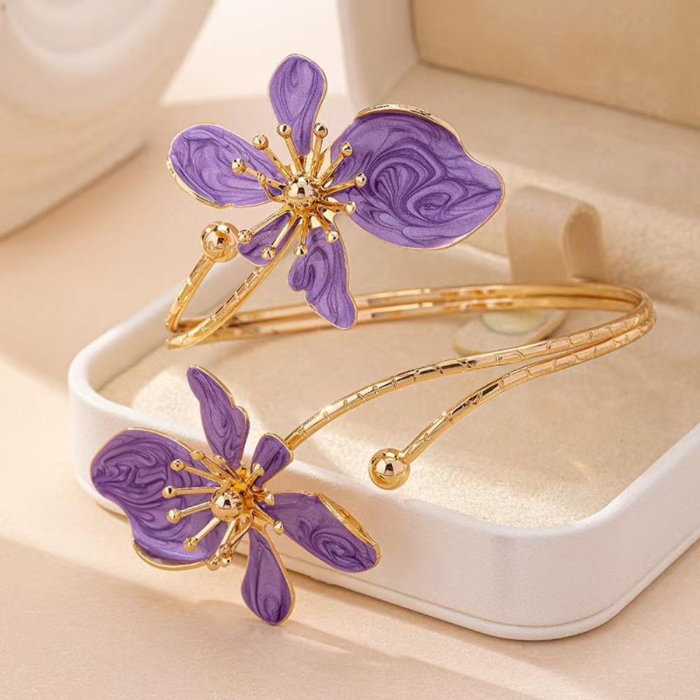 Эмалированный Цветочный Браслет Цветочный Наручный Браслет Элегантный Открытый Браслет на Руку Девочки