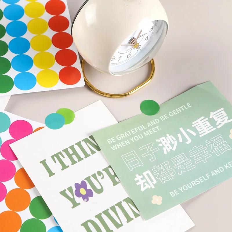 6 листов цветных наклеек с точками, круглые цветные этикетки с кодировкой, этикетка с точками в горошек для офиса, классной комнаты, украшение для вечеринки