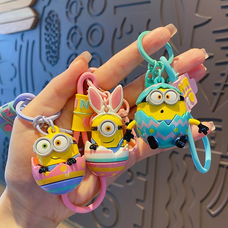 Adorable Cartoon Minion Keychain Silicone Key Ring Cute Gift For Women And Kids