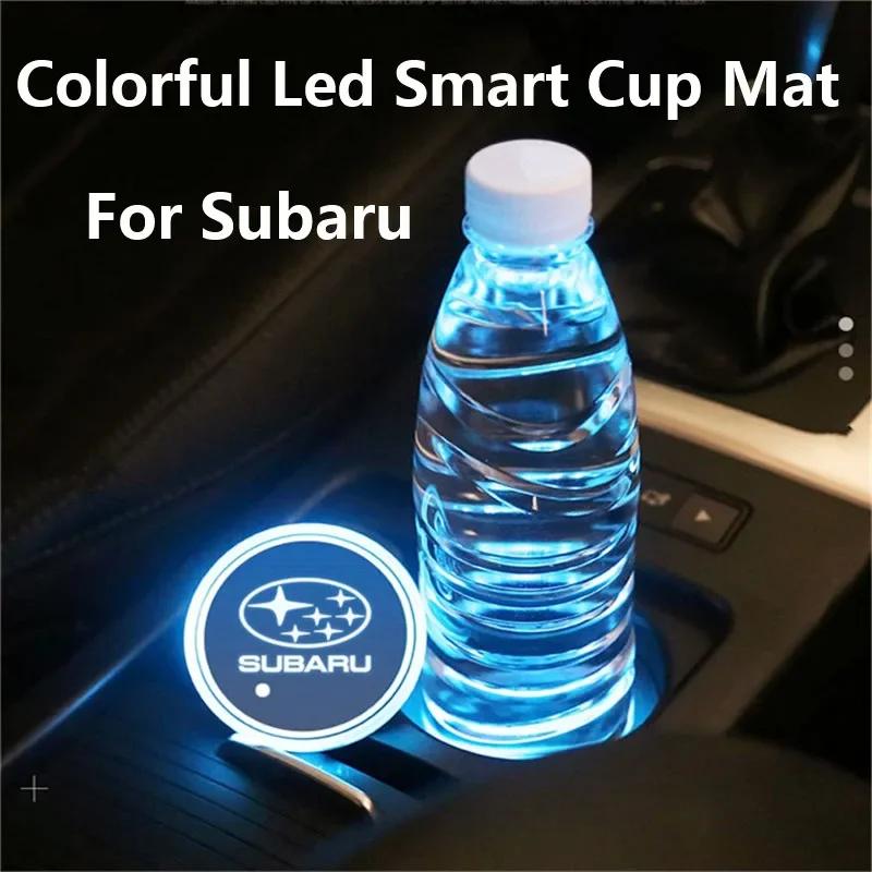 LED Smart Ambient Light Car Water Cup Coasters Mat for Subaru STI XV Outback Legacy Forester WRX Levorg BRZ Crosstrek EE3