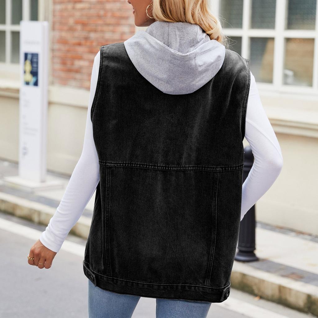 Женский модный джинсовый жилет без рукавов с карманами Джинсовая куртка