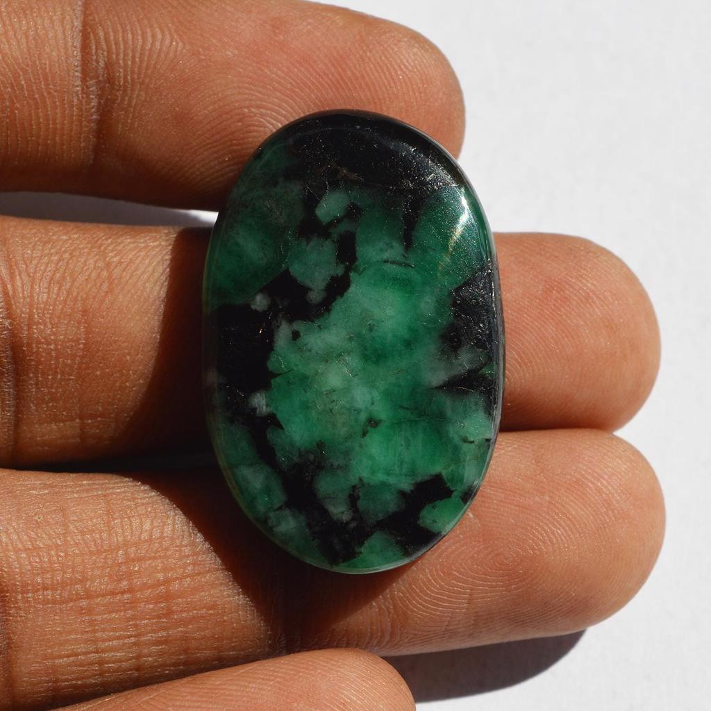AAA+ Quality Natural Green Emerald Gemstone Cabochon, Oval Shape Emerald Cabochon, Size 33x21x6 MM (38 Carats)