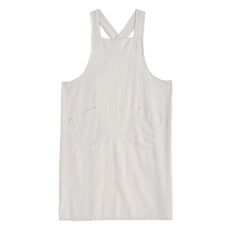 Хлопковый льняной кухонный фартук с карманами для повара, садоводства, работы с крестообразной спиной, для женщин и мужчин, с большим передником, для выпечки, кулинарии