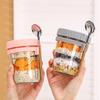 4pcs 11.83oz Glass Oatmeal Cup with Spoon, Breakfast Cup with Scale, Portable Breakfast Salad Jar, Yogurt Container, Storage Tank for Family Dining