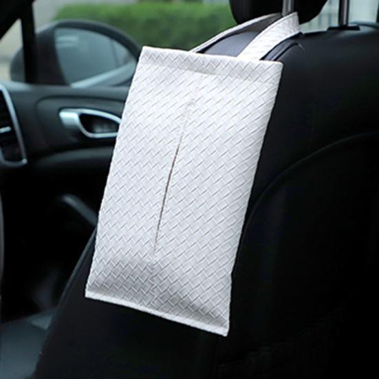 Car Tissue Holder for Dispenser with Woven Visor Hanging Napkin Pattern Universal Armrest