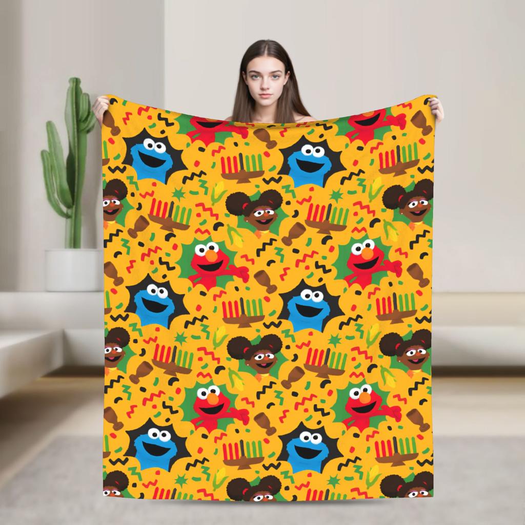 Christmas Present Pattern Blanket S-Sesames Streets Warm Soft Plush Throw Blanket For Couch Sofa Bed Flannel Bedspread Bed Cover