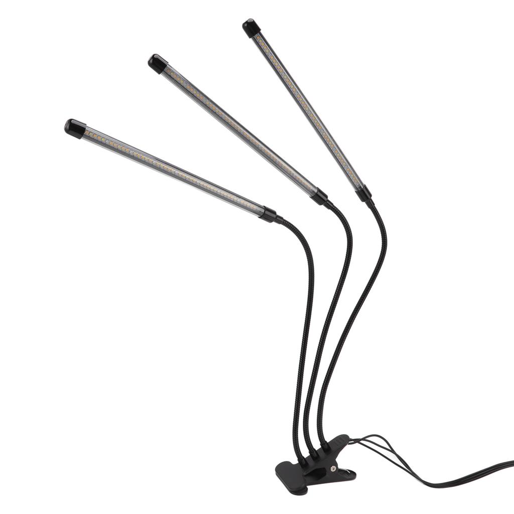 3-головочный светильник для растений с зажимом, полный спектр, красный, белый, теплый свет, 10 уровней регулировки яркости, USB-светодиод для выращивания растений