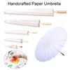 2Pcs White Paper Umbrella Chinese Style DIY Crafts Decorative Oil-paper Painting Umbrella Wooden Handle Oriental