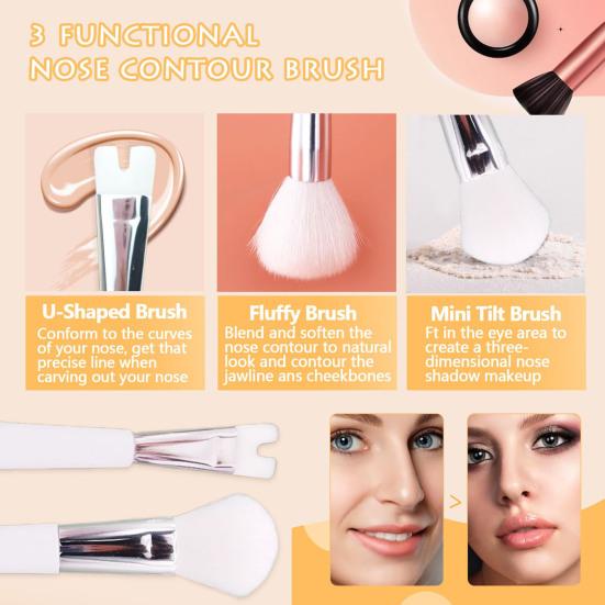 Двусторонняя кисть для красоты носа U-образная кисть для макияжа для скульптурирования и определения контура носа 2-в-1 точная кисть для контура носа Многофункциональный инструмент для макияжа