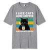 Мужская футболка с принтом «Я люблю кошек и кофе», 100% чистый хлопок, с коротким рукавом, повседневная, свободная, топ в стиле Харадзюку