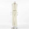 Casual Solid Vest Suit Women Sleeveless Single Breasted Tops High Waist Pants Summer Fashion Lady Elegant Set