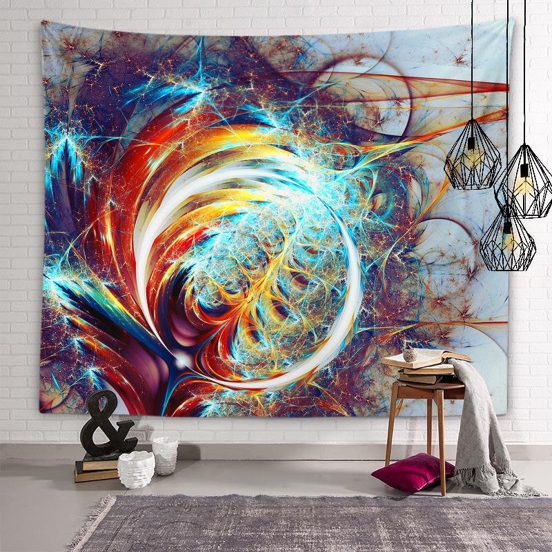 Индивидуальный красочный гобелен с котом, психоделический геометрический мандала, настенный художественный гобелен, хиппи, богемный гобелен, домашний декор для комнаты
