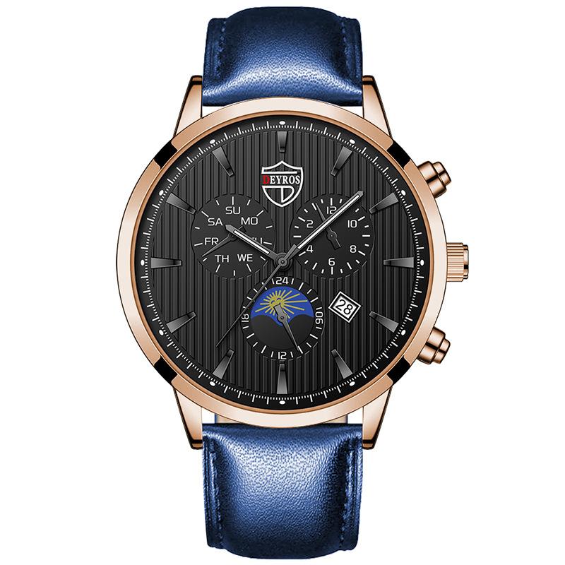 Men'S Stainless Steel Fashion Luminous Calendar Watch Quartz Watch