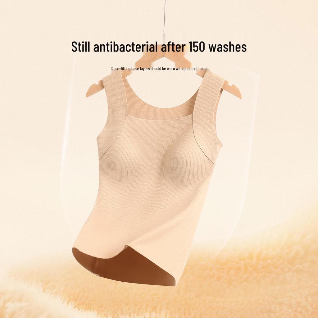 Женский бесшовный теплый жилет со встроенными чашечками - Облегающий слой для осени/зимы