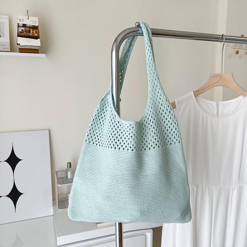 Дизайнерские вязаные сумки, вместительные сумки-тоуты для женщин, летние пляжные сумки, большие кошельки, повседневные ажурные тканые сумки через плечо