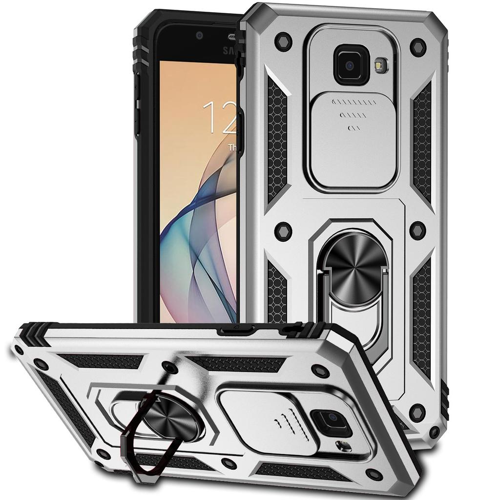 Бронированный противоударный чехол военного класса для Samsung Galaxy J7 Prime с держателем-кольцом, выдвижным окошком, защитой объектива камеры, задняя крышка