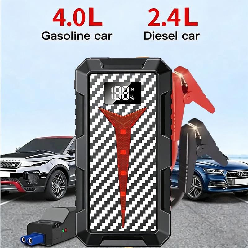 Портативный умный пуско-зарядное устройство Power Bank, 12В бустер для автомобильного аккумулятора бензиновых/дизельных автомобилей со светодиодной подсветкой и быстрой зарядкой