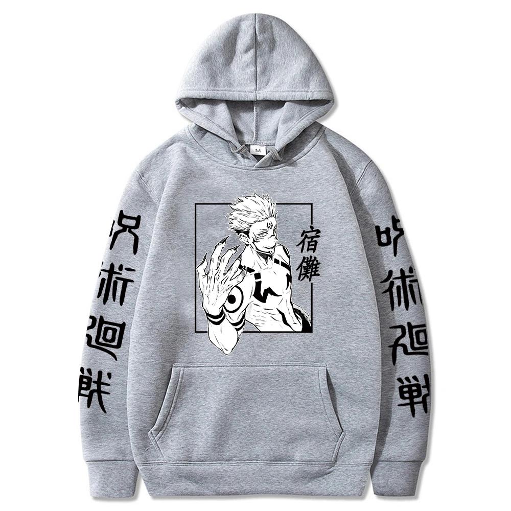 Аниме Jujutsu Kaisen Футболка Рёмен Сукуна Косплей Топы Японский Харадзюку Принт Уличная одежда Флисовый Пуловер Спортивный Худи для Бега