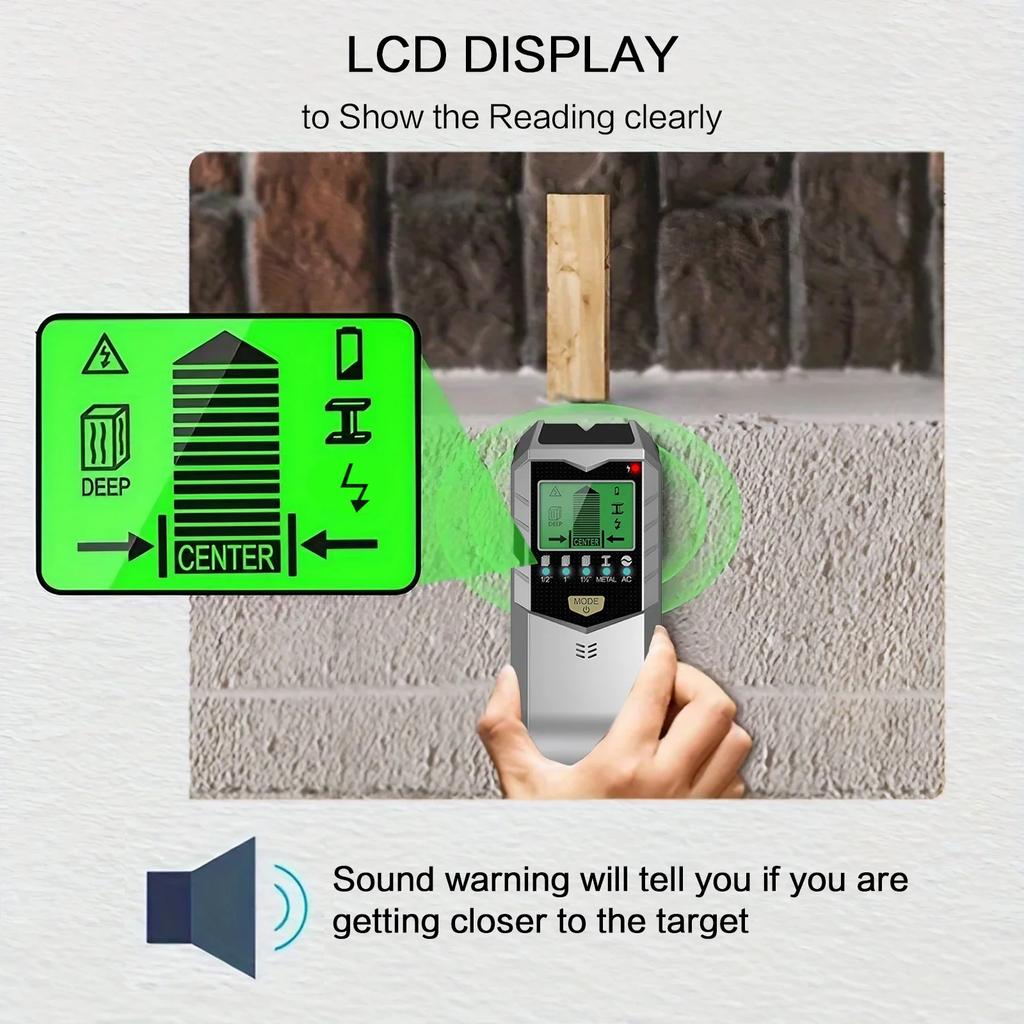 5-в-1 Настенный прибор для обнаружения металла Измерение металла Токоведущий провод Детектор дерева Ручной детектор Стойка Стойка Измерительный прибор Сканер