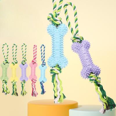 Игрушка для питомца хлопковая веревка в форме кости, износостойкая, тренировочный канат с узлами для прорезывания зубов, набор игрушек для собак, чтобы развлечь себя и не скучать