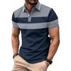 Мужская модная футболка-поло с цветными блоками, повседневная футболка с коротким рукавом, полосатая, влагоотводящая, для гольфа, топ