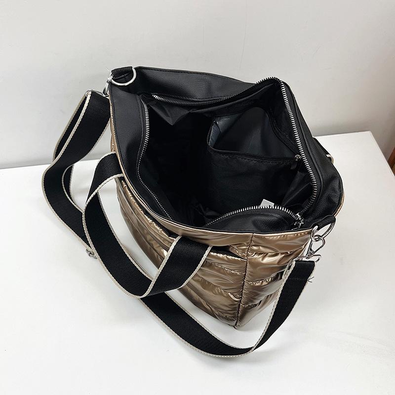 Cotton Clothing Bag Autumn and Winter New Embroidered Thread Space Cotton Messenger Bag Fashion Bright Women's Bag Casual Handbag