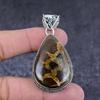 Ископаемый драгоценный камень с трещинами грязи Ручная работа 925 стерлинговое серебро Подарок Подвеска 2,36" m0T63