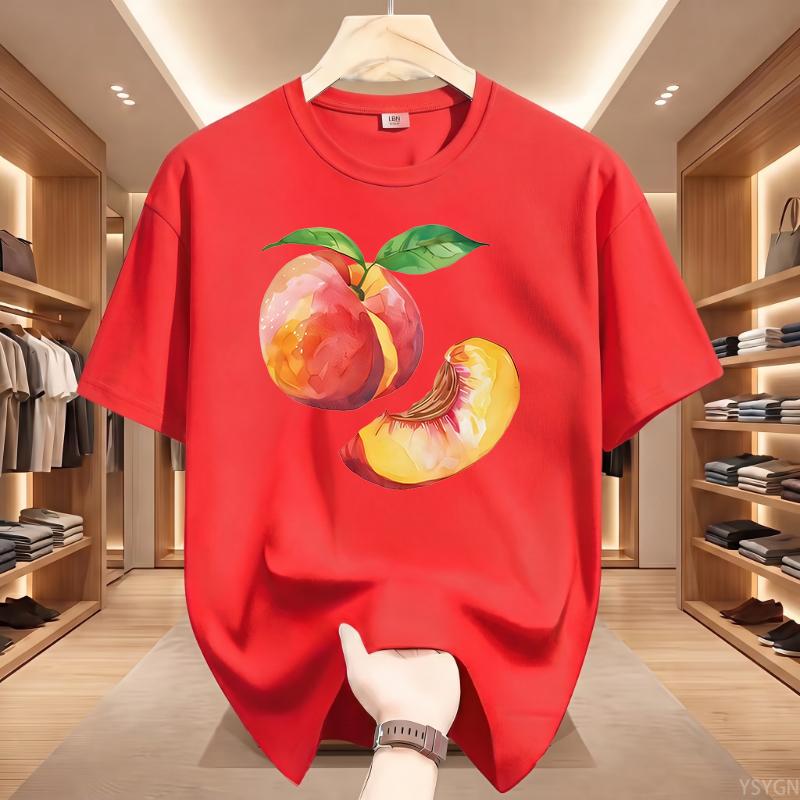 Летняя футболка с коротким рукавом Harajuku Streetwear с изображением целого персика и мужчины-слайса, эстетичные топы