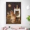 Cat Self Portrait Poster and Printmaking Retro Abstract Oil Painting