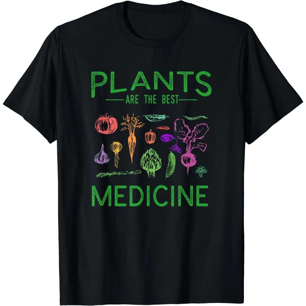 Забавные винтажные футболки Powered Plants с вегетарианской диетой от Vegan, летние графические футболки из хлопка для подарка на день рождения, мужская одежда, большие размеры, унисекс