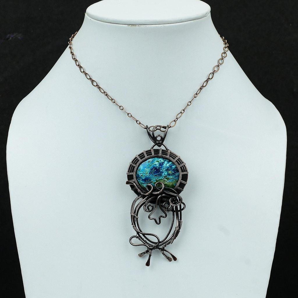 Подвеска из шаттукита, обернутая медной проволокой, ювелирное изделие, подвеска из драгоценного камня, натуральное ювелирное изделие из шаттукита, ручная работа, обернутая медной проволокой, подарок для него