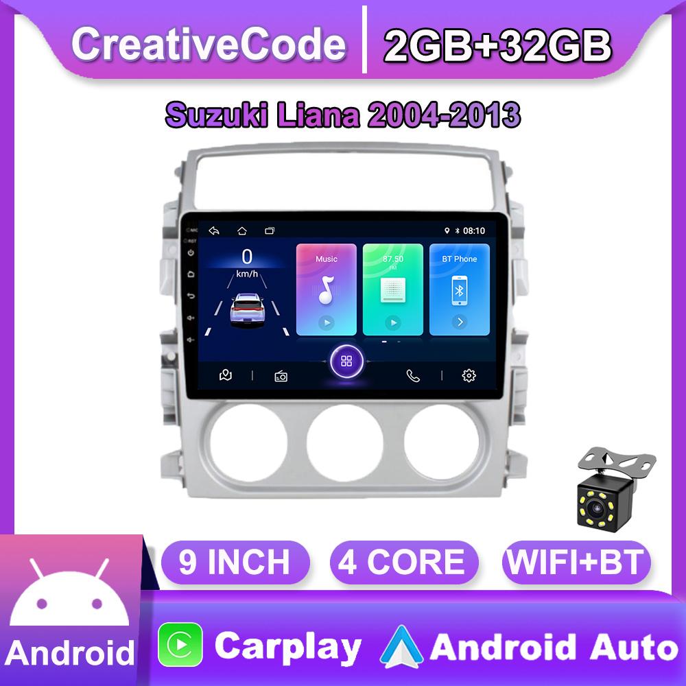 9-дюймовый автомобильный радиоприемник на базе Android Carplay для Suzuki Liana 2004-2013, автомобильный мультимедийный видеоплеер, GPS-навигация, WIFI, 2 + 32 ГБ