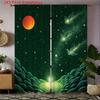 Galaxy Curtains 2pcs – Black and White Planets Stars Print, Astronomical Art Decor for Bedroom Living Room