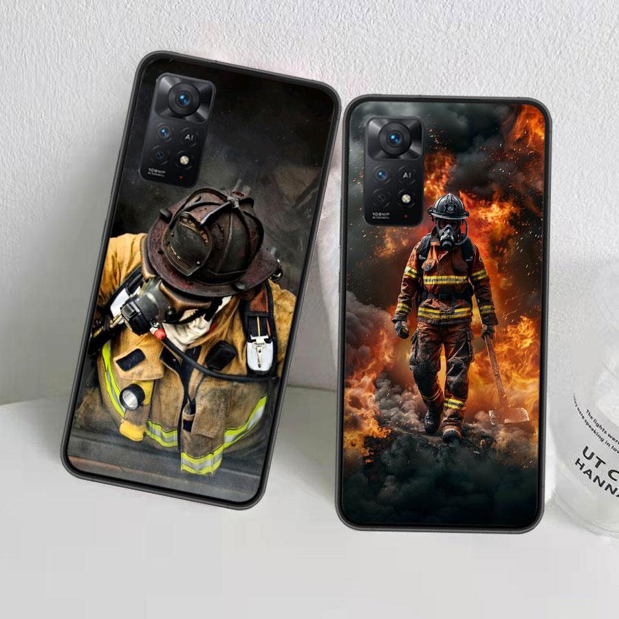 Firefighter Training Case Phone For Redmi 13 14C 12 12C Note 14S 14 Pro Plus 10 10A 10C 9 9A 9C 9T 8 8A 7 7A TPU Clear Cover