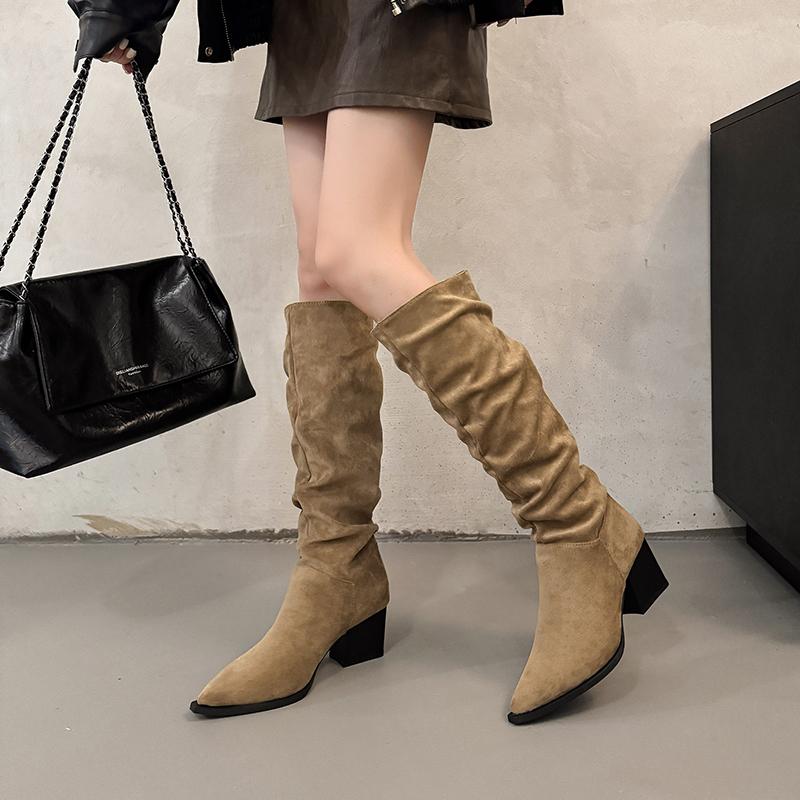Мода Зимняя Мода Остроносые Женские Длинные Ботфорты Выше Колена Ночной Клуб Высокие Каблуки Вечеринка Стриптизёр Женская Обувь