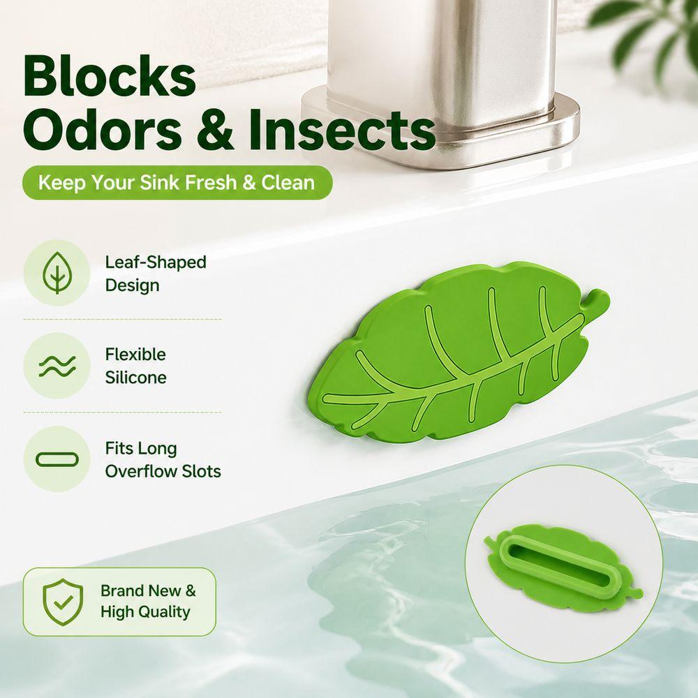 Leaf Shaped Washbasin Overflow Plug Green Leaves Overflow Hole Cover Bathroom Accessories