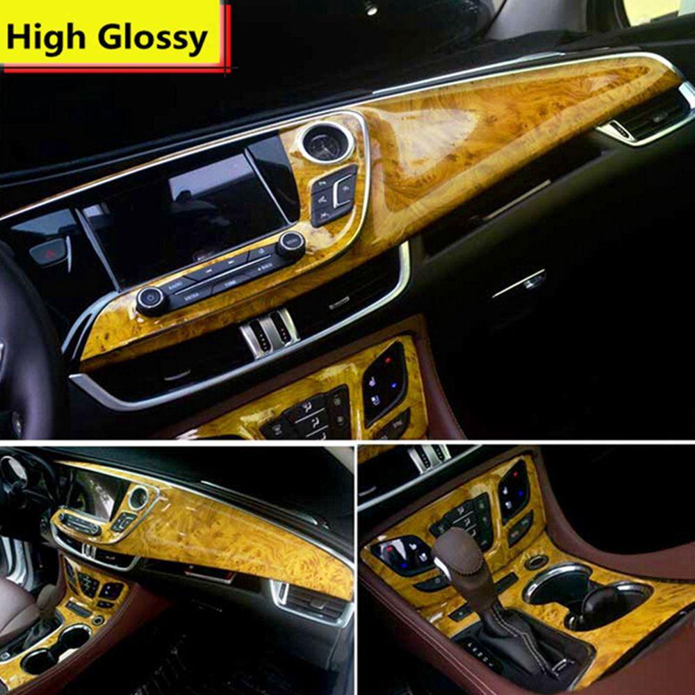 1M Film Wrap Interior Trim Car-Styling Wood Grain Car Vinyl Sticker High Glossy Auto Decal