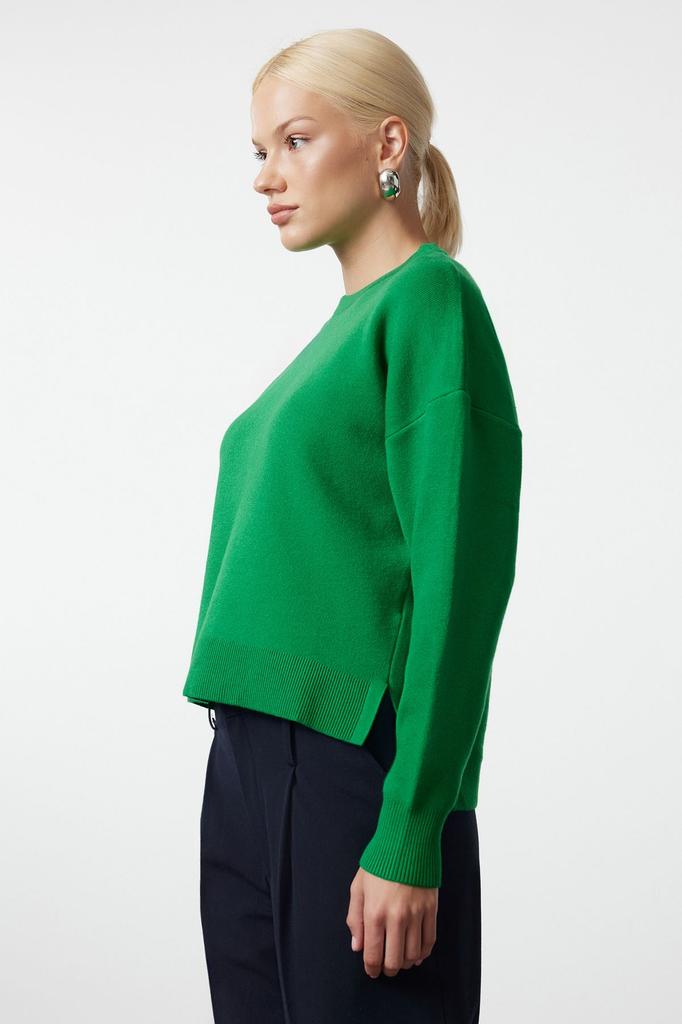 Женский модный стильный свитер зеленого цвета, широкий крой, базовый трикотаж из пряжи премиум-класса, свитер из специальной пряжи