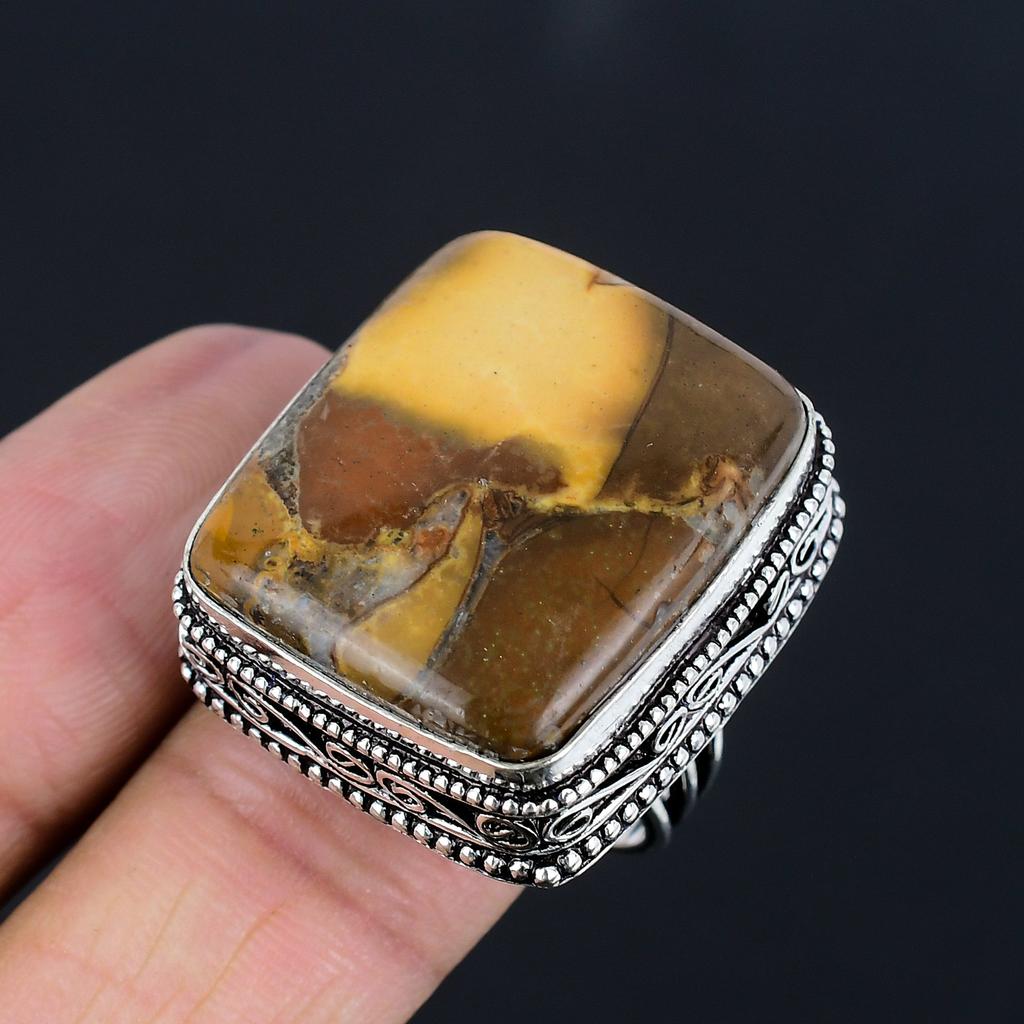 Кольцо из серебра 925 пробы с драгоценным камнем «Кобра Джаспер» ручной работы, размер 9