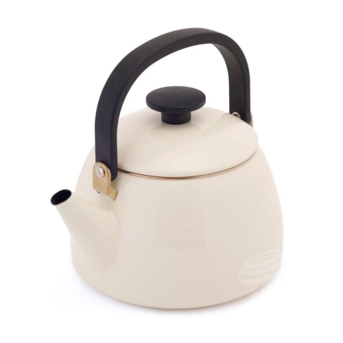Fuji Enamel Wide-Mouth Kettle, 2.5L, Vanilla, Gas and Induction Compatible