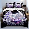 "Elegant Swan Heart Decor Set" Bedding Set with 1 Duvet Cover 2 Pillowcases Single Double King Queen, Gift
