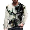 Men Simple T Shirts Sport Wear Spring Autumn Round Neck Long Sleeve Top Men's Plus Size Animal 3d Print T Shirt