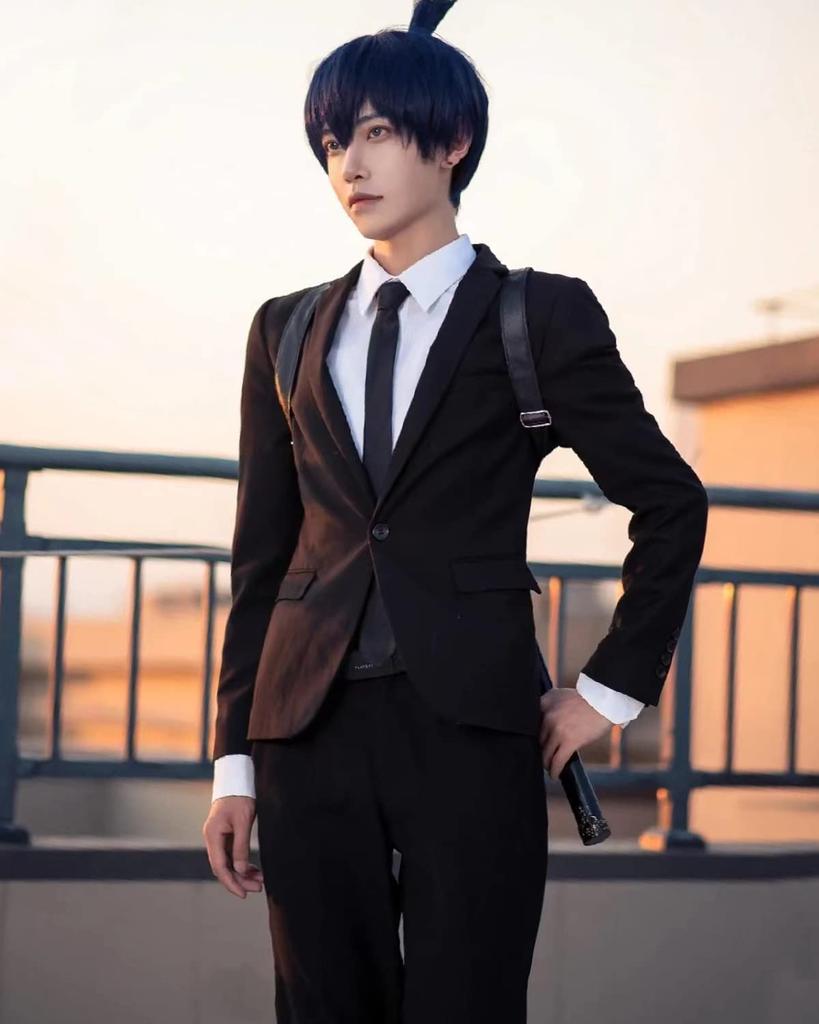 Аки Хаякава Косплей с париком Черный Лис Дьявольский костюм Взрослый косплей Культурный фестиваль Костюм Сценическая одежда Хаякава с [Камидзу Рёхин] (Парик Аки, М)