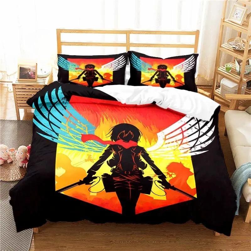 Attack On Titan Duvet Cover 3D Exquisite Anime Cartoon Digital Print Bedding Set Comforter Bed Youth Home Decor Boys Gift