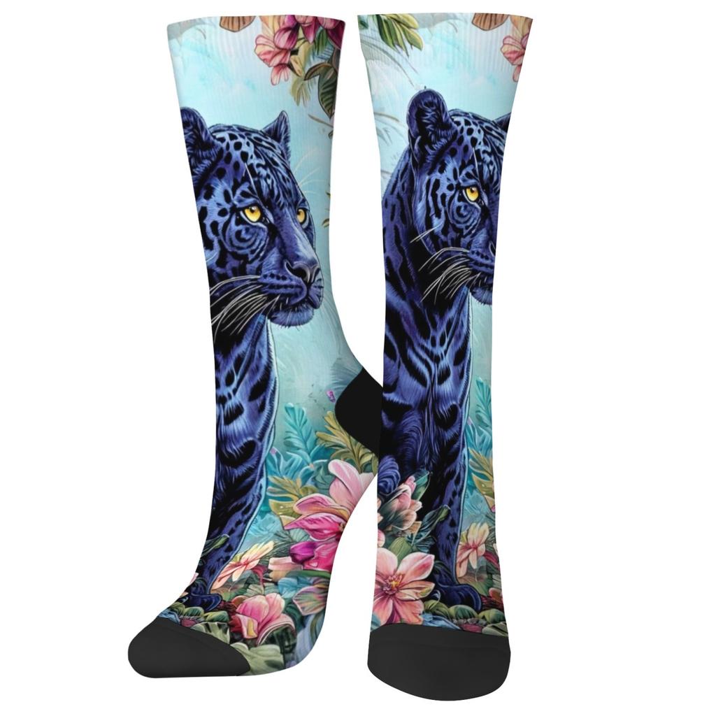 Men's Casual Socks Creative Black Panther Trend Print Soft and Comfortable Socks Harajuku Retro Crew Socks Holiday Party Gift