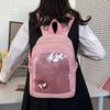 Japanese Style Women School Girl Nylon Small Backpack Transparent Animes Pin Display Itabag School Bag with Clear Pocket